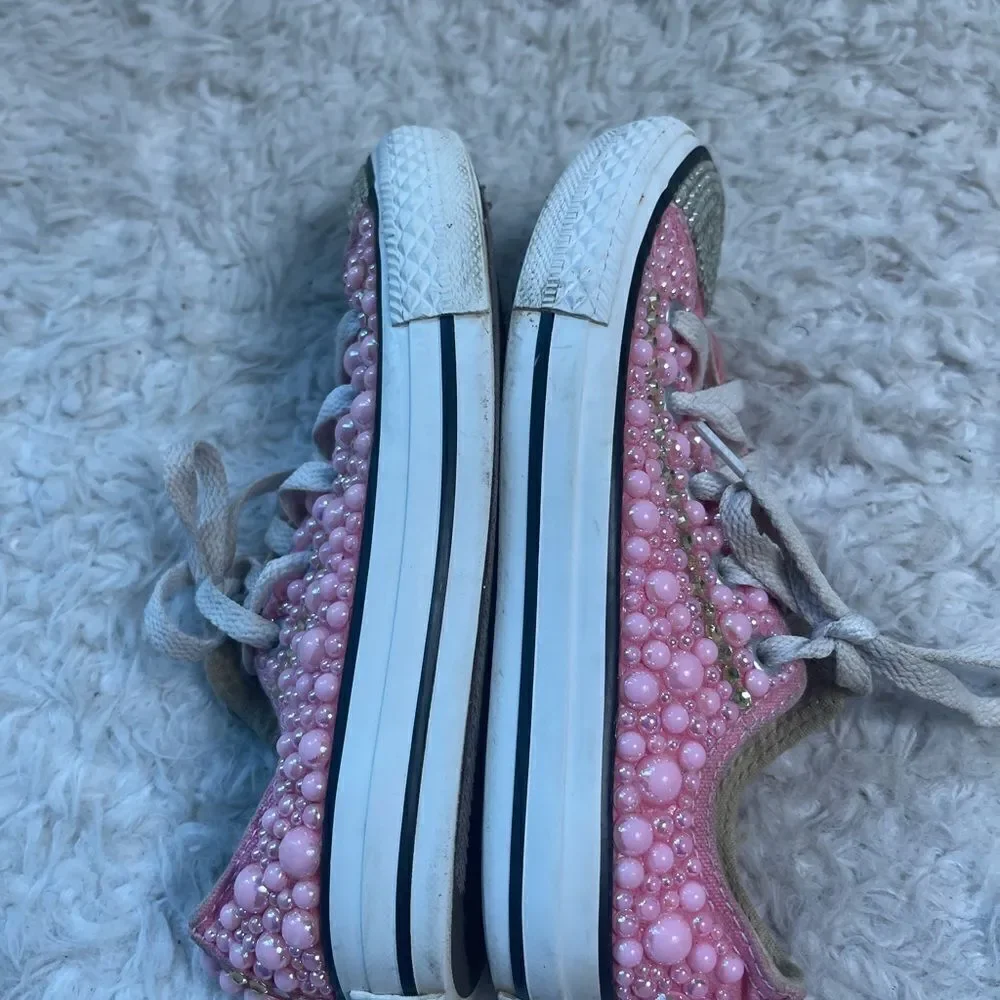 Converse little girl pink Bling low top lace up pink sneakers size 12